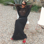 Women's Solid Color Fall Long Sleeve French Polka Dot Chiffon Dress