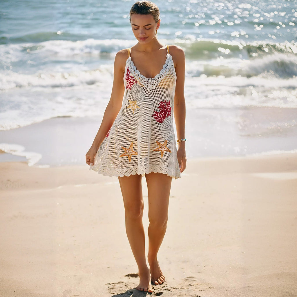 Knitted Embroidered One-piece Swimwear
