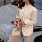 Women's Autumn Ladies Long Sleeve Chinese Button Knots Woolen Coat