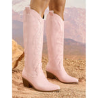 Women's Embroidered Knee-High Cowboy Boots