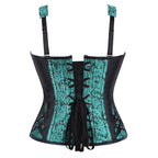 Women's Black and Green Gothic Lace-Up Bodysuit