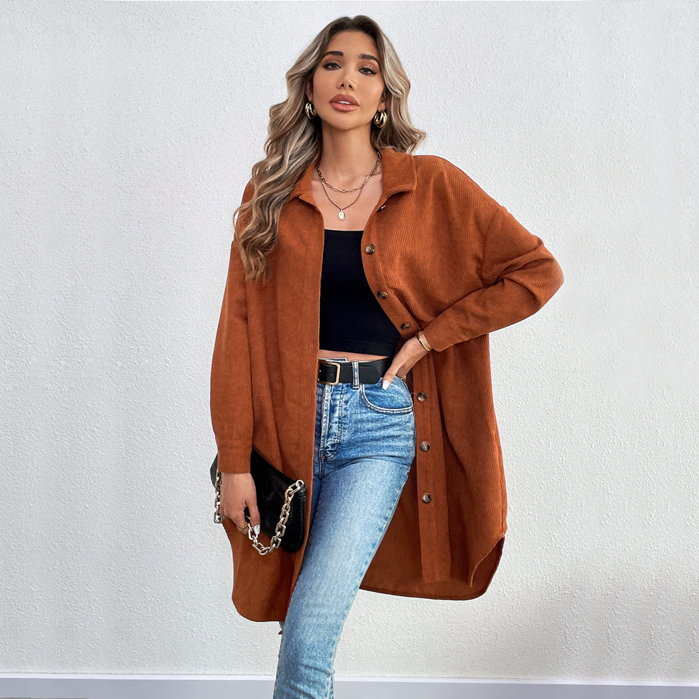 Casual Shirt Loose Long Sleeve Breasted Corduroy Jacket