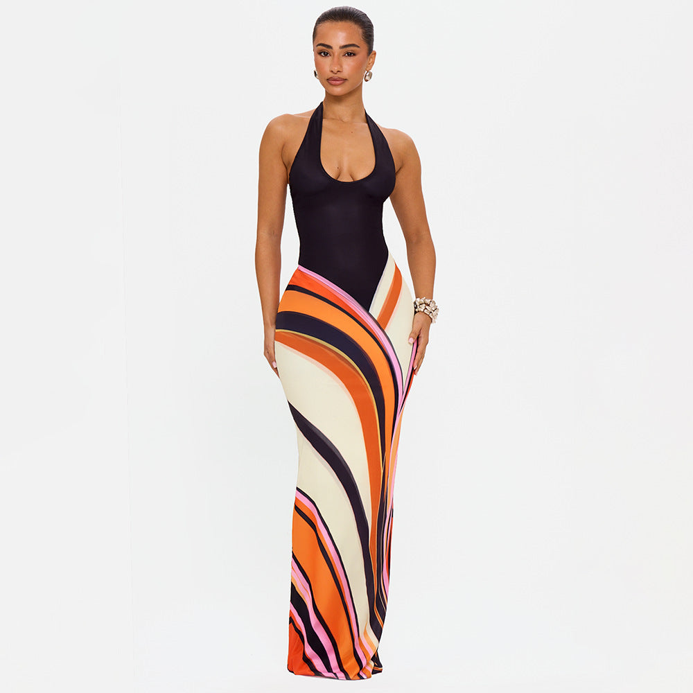 Women's Backless Halter Dress