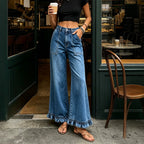 Lace Loose Straight Design All Matching Women Jeans