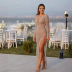 Women's Bronzing Long Sleeve Slim Evening Dress
