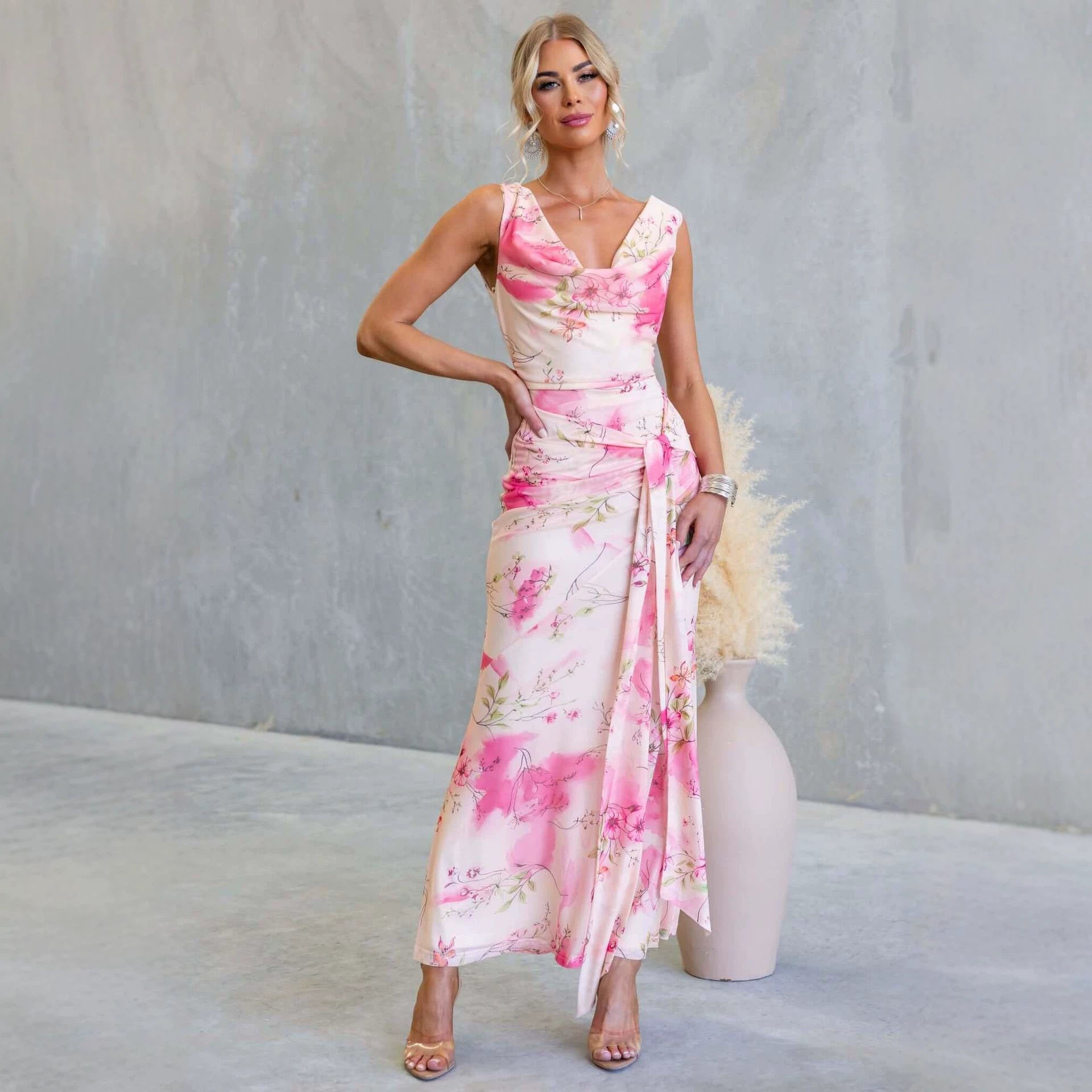 Women's Backless Floral Dress
