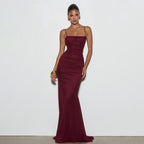 Lace-Up Tube-Top Backless Maxi Dress