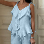 Women's Ruffle Sleeveless Top & Shorts Set