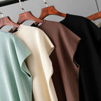 Casual Summer Solid Color Sleeveless Vest Sweater Wide Leg Pants Ice Silk Set
