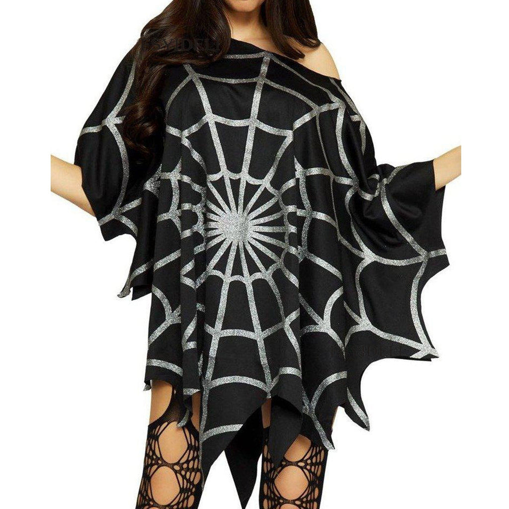 Women's Halloween Spider Web Cloak Arrival Festival Costume Party Cosplay Cape Top