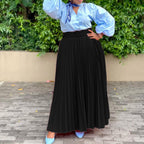 Women's Matching Belt Elegant Pleated Personality Large Skirt