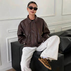 Women's Faux Leather Zip-Up Jacket