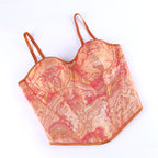 Women's Orange Double Shoulder Strap With Cup Women Tube Top Court Body Shaping Top