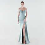 Women's Sequin Chain Fishtail High-Slit Evening Dress