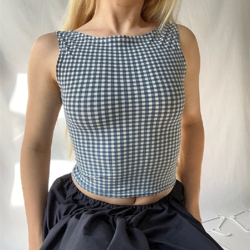 Women's Houndstooth Bow Vest Top