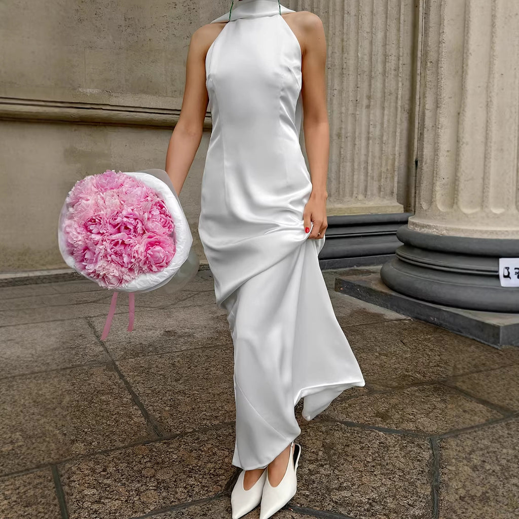 Women's Halter Silk Dress
