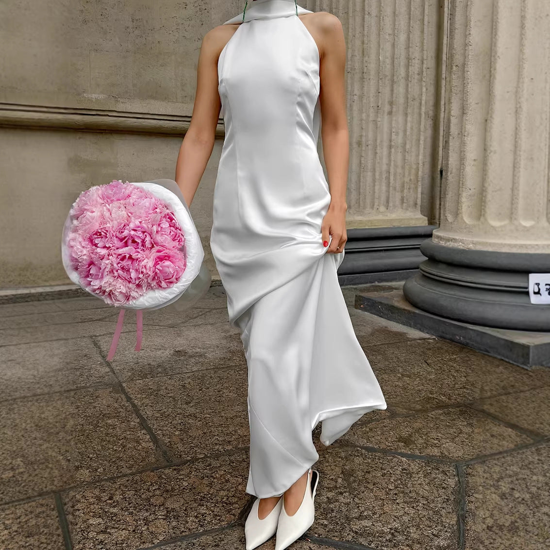 Women's Halter Silk Dress