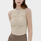 Women's 's Sleeveless Vest Pleated Design Pilates Yoga Clothes Casual Top