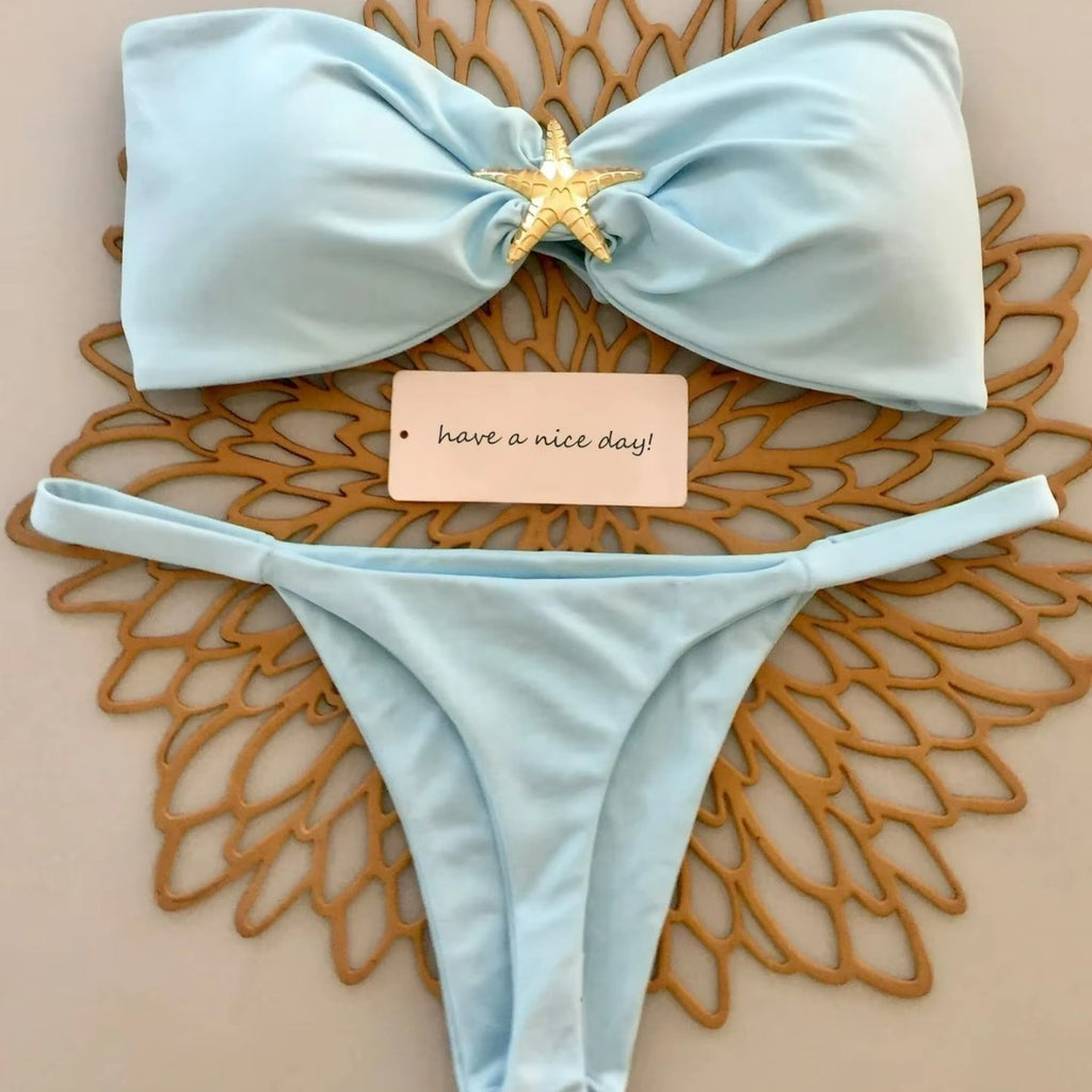 Solid Color Bikini Swimwear