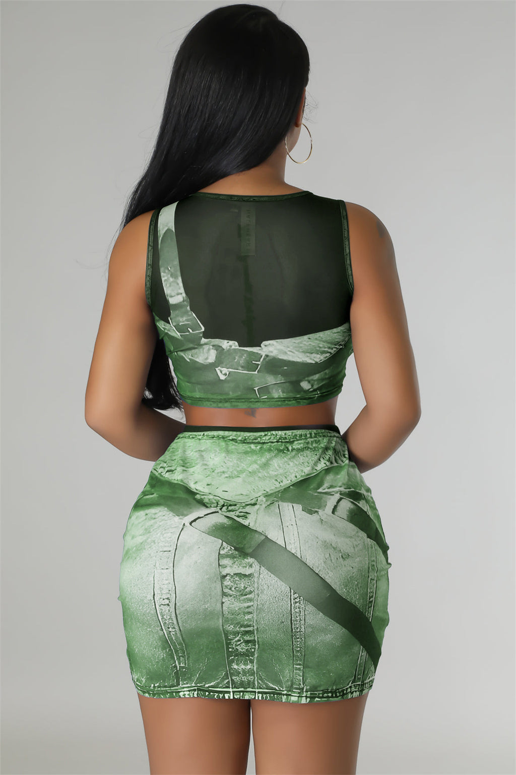 Women's Mesh Floral Print Coordinated Coordinated Two-Piece Set