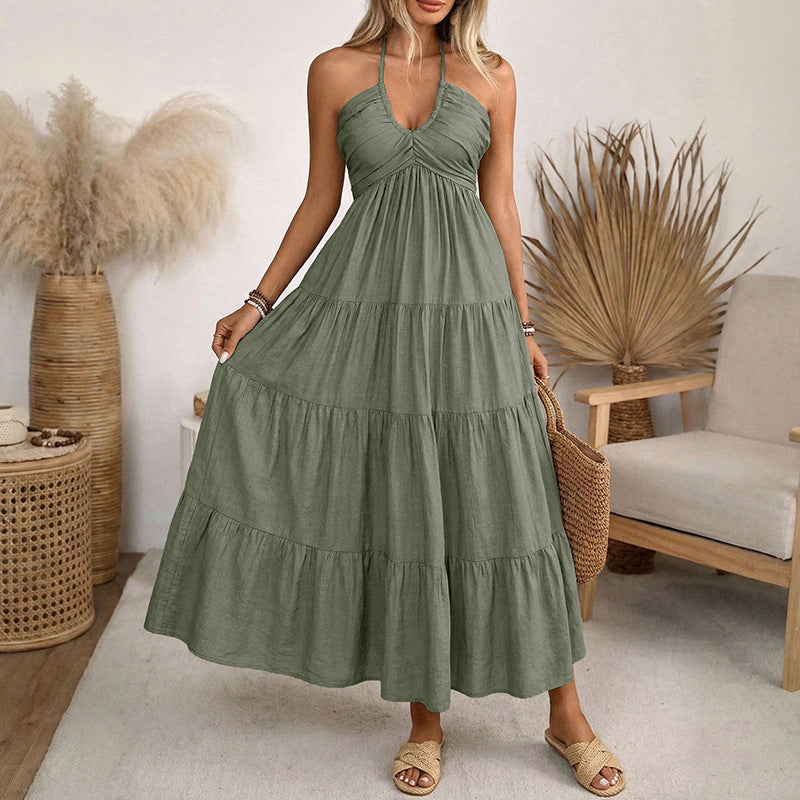 Women's Backless Halter Dress