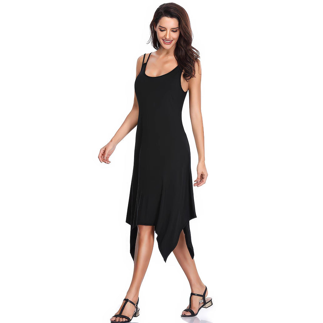 Women's Sleeveless Cutout Asymmetric Midi Dress