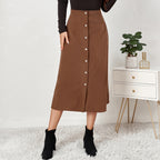 Boutique Corduroy Single Breasted High Waist Autumn Skirt