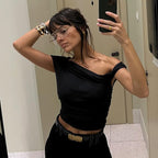 Women's One-Shoulder Ruched Twist Top
