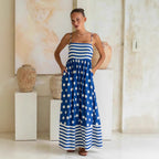 Women's Summer Printed Backless Sexy Suspenders Large Swing High Waist Dress Women