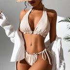 Halter Solid One-piece Swimwear