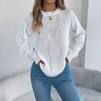 Women's Plaid Long-Sleeve Pullover Sweater