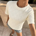 Simple Vacation Apricot Paisley Texture Jacquard T shirt
