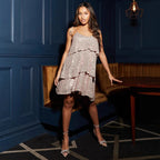 Sweet Spicy Dress Sequin Sleeveless Slim Fit Strappy Party Tiered