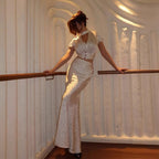 Polka-Dot Satin Top & Fishtail Skirt Set