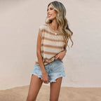 Women’s Khaki Black Striped Knit Top