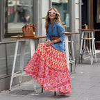 Autumn Internet Same Printed Ruffled Big Hem Skirt