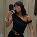 Women's One-Shoulder Ruched Twist Top