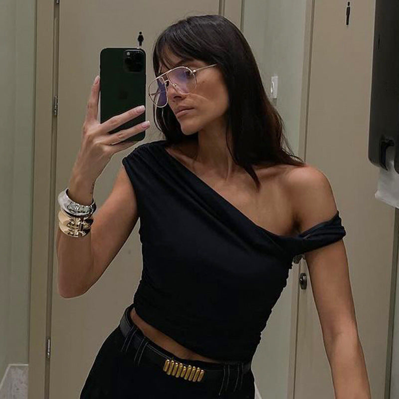 Women's One-Shoulder Ruched Twist Top