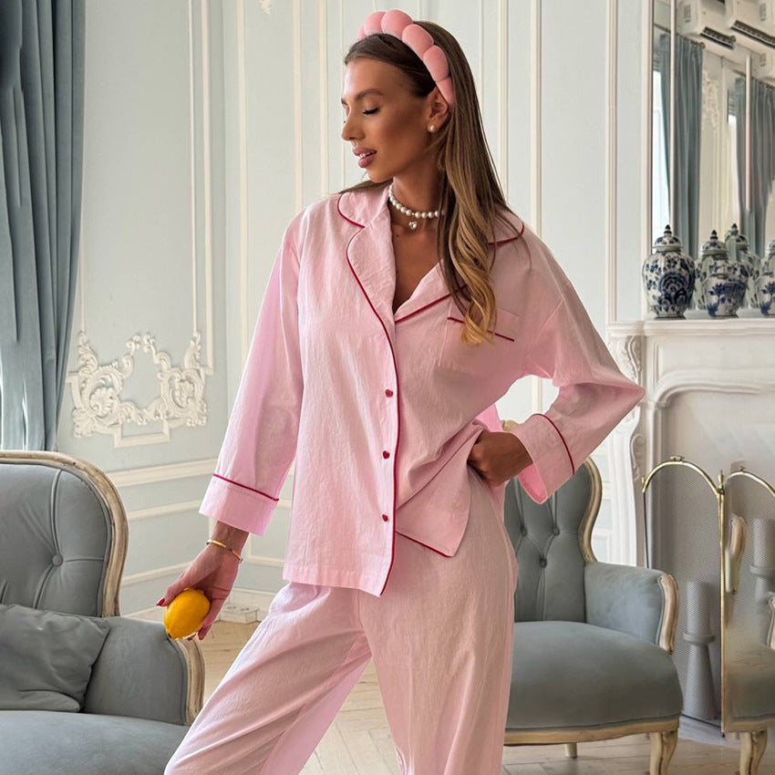 Women's Cotton Long-Sleeve Two-Piece Pajama Set