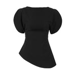 Niche Design Black Short Sleeve Wide Waist Slimming Shirt