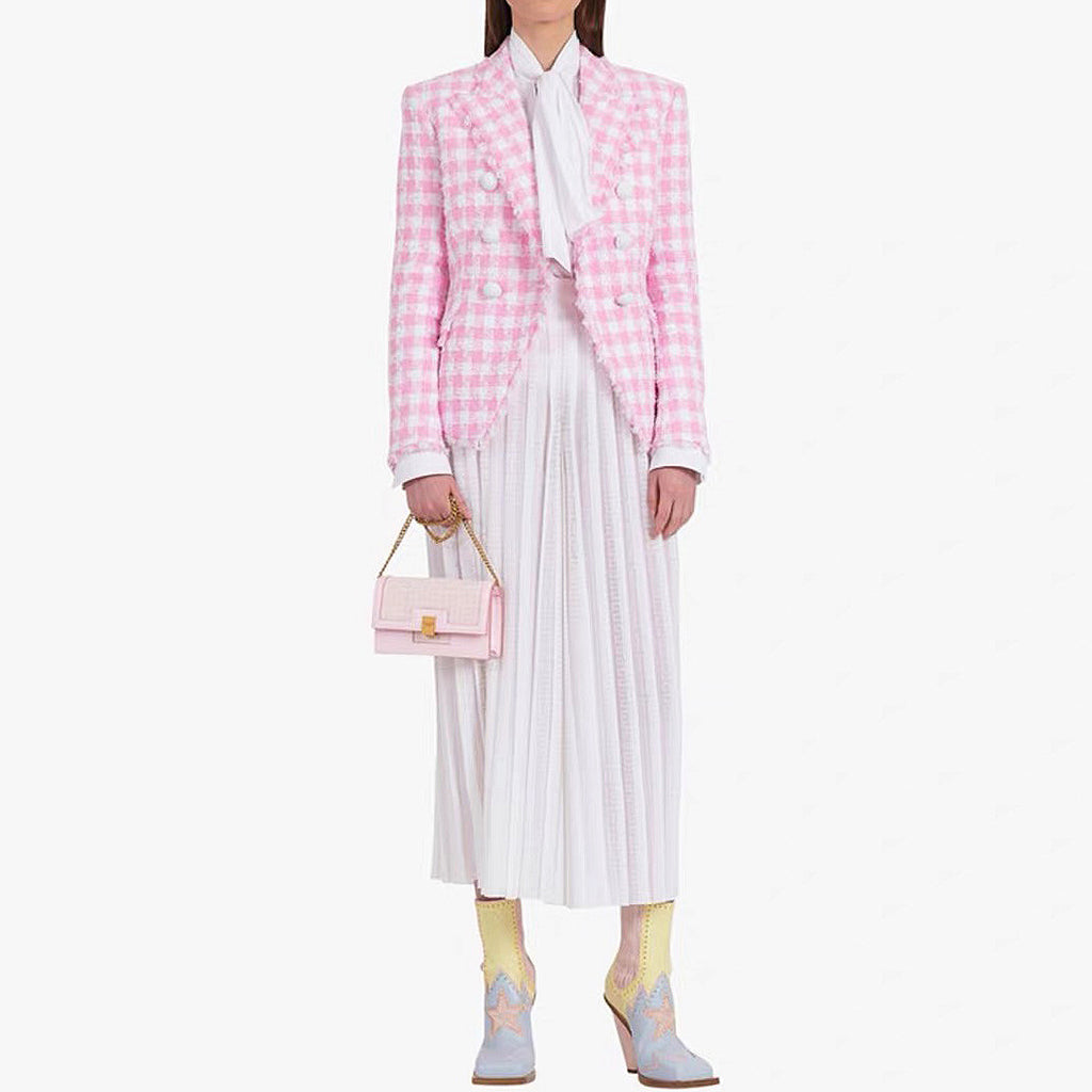 Women's Autumn Winter Classic Houndstooth Tweed Women Business Blazer