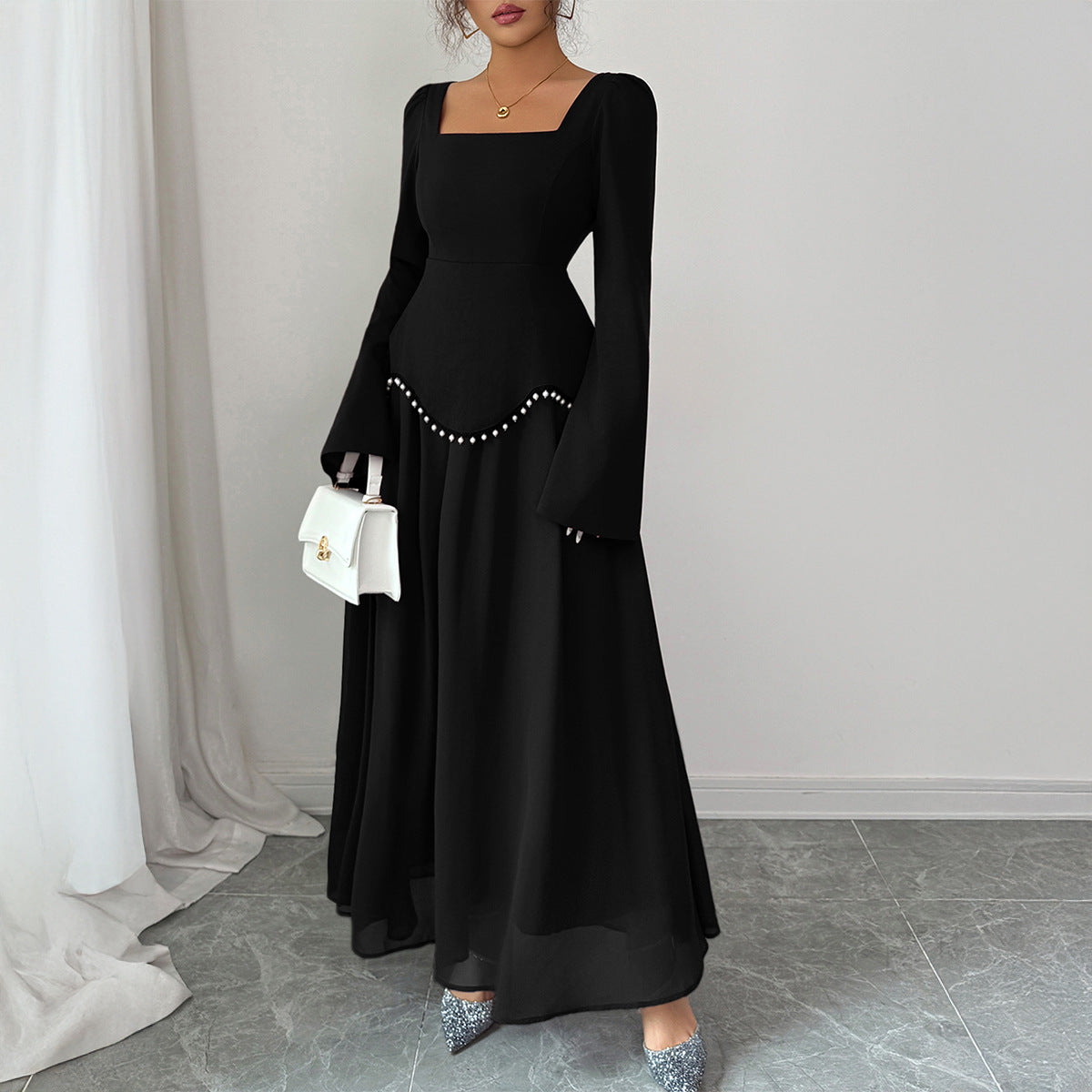 Evening Elegant Long-Sleeve Long Dress