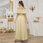 Off-Shoulder High Waist Printed Dress