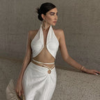 Women's Women's's Popular V Neck Design Crocheted Backless Halter Vest Top