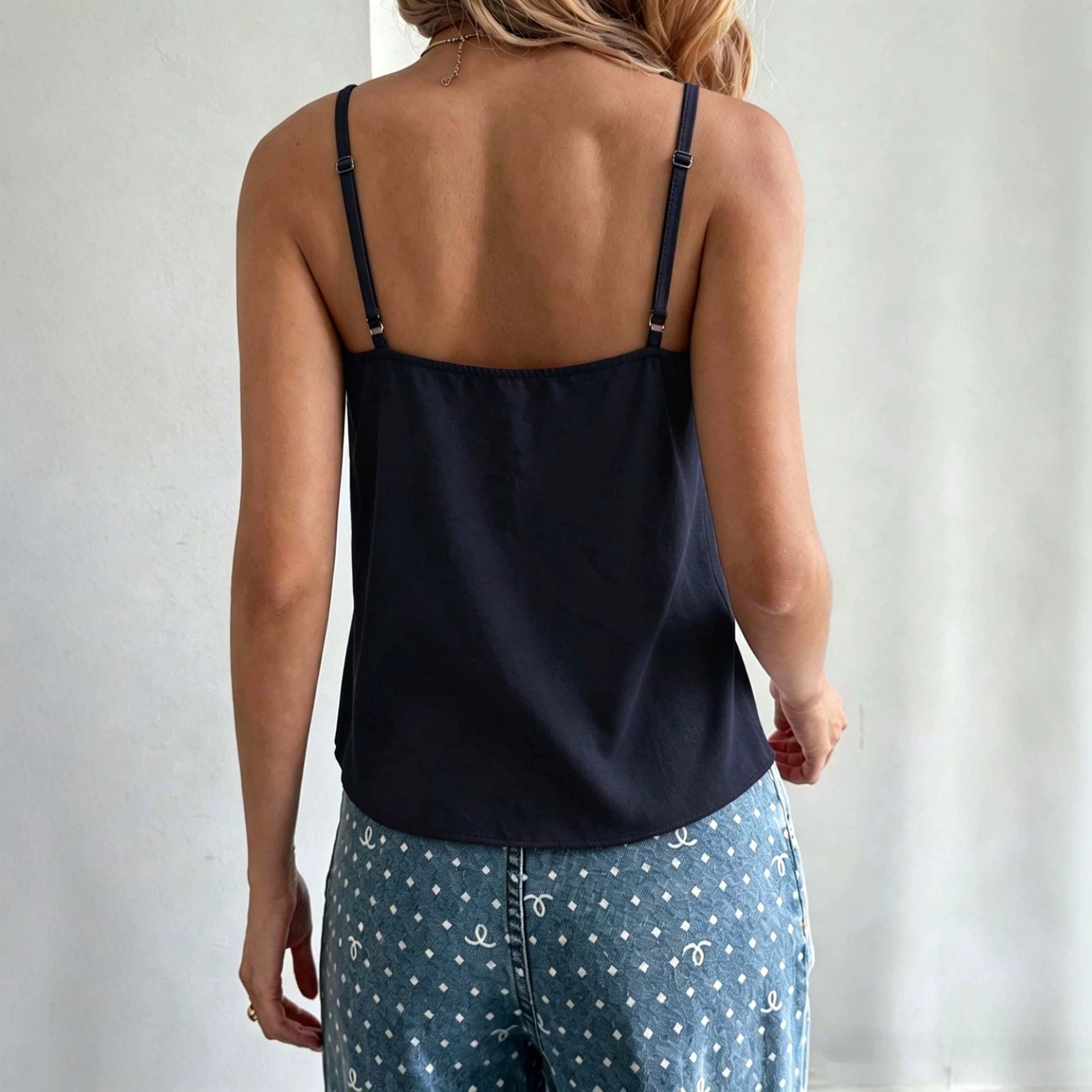 Summer Hollow Out CO V neck Camisole Women Loose Slimming