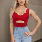 Women's Red V-Neck Slim-Fit Vest Top