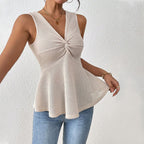 V-Neck Sleeveless Waist-Fitted Top