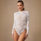 Women's Lace Backless Long Sleeve Jumpsuit