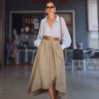 Solid-Color A-Line Skirt