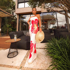 Summer Women's Casual Strapless Printed Long Vacation Dress